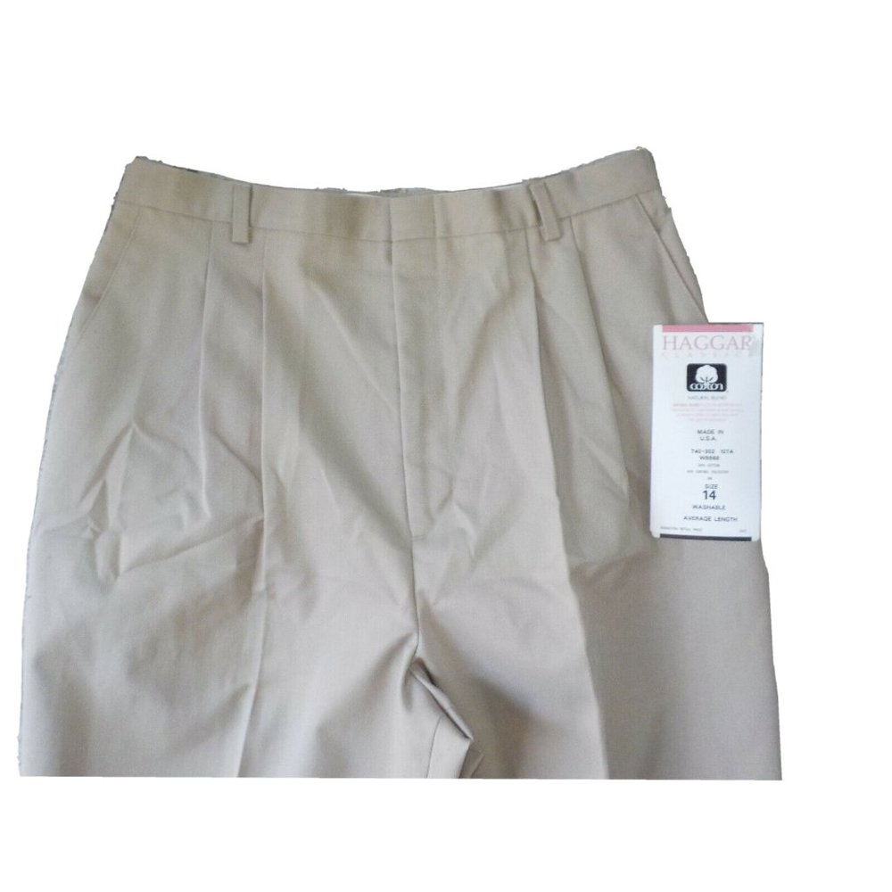 NWT Vintage Haggar Presstige Pants Double Pleat Tan Youth Girls (28x31)